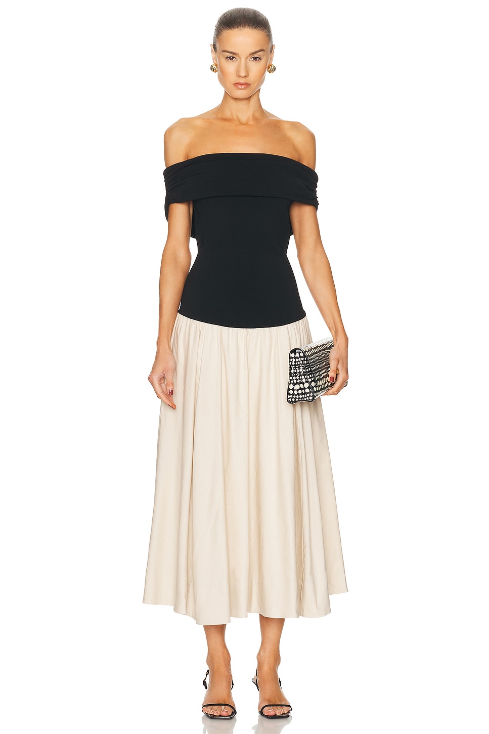 Image 1 of SIMKHAI Adaline Off Shoulder Midi Dress in Black Multi
