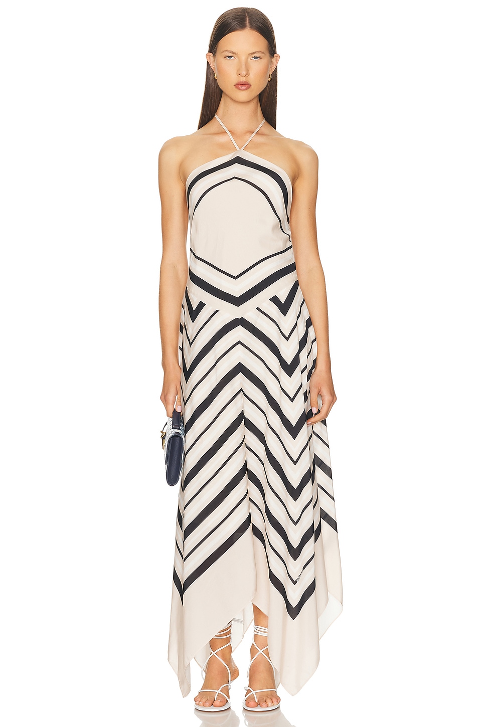 Hera Halter Midi Dress in Beige