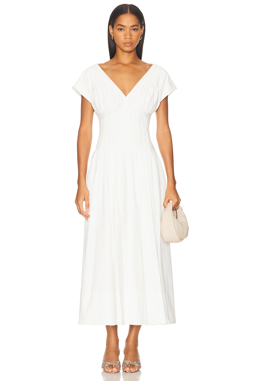 Image 1 of SIMKHAI Nina Pleated Midi Dress in White