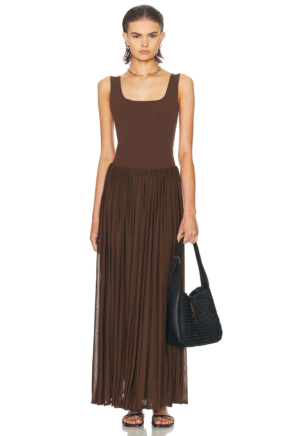 Simkhai Jamie Tank Midi Dress In Brown