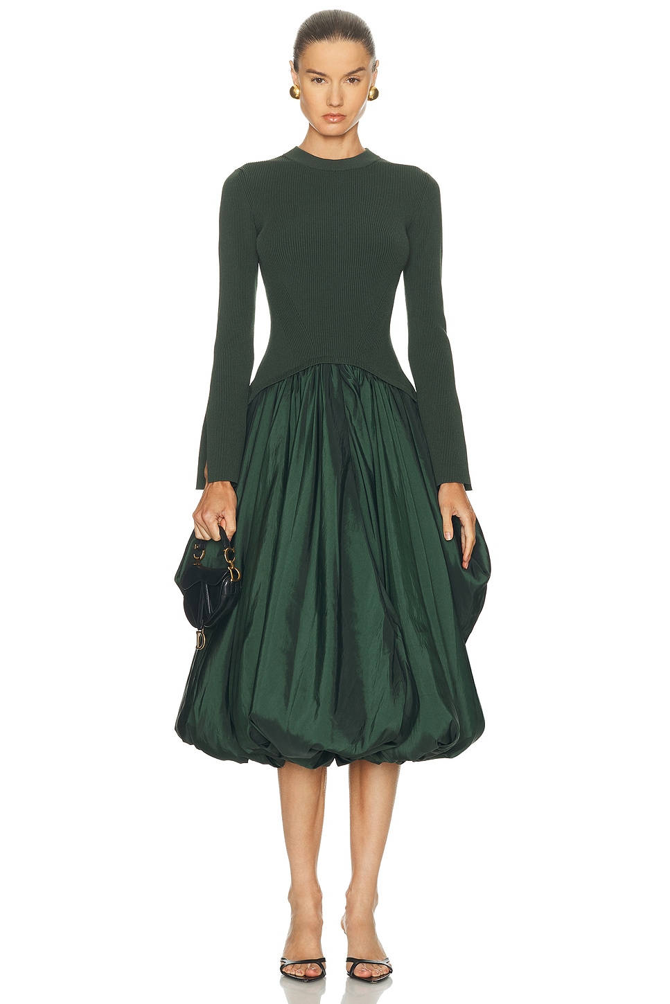 Simkhai Kenlie Mock Neck Midi Dress In Green