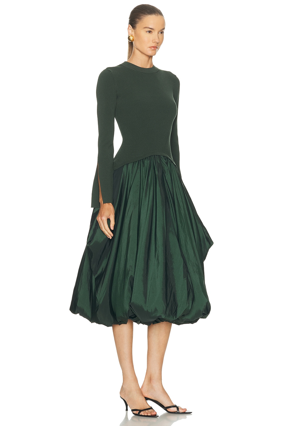 Simkhai Kenlie Mock Neck Midi Dress In Green
