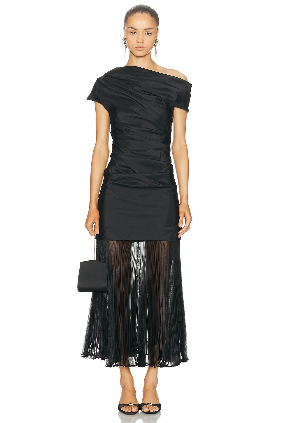 Image 1 of SIMKHAI Ammalie Combo Midi Dress in Black