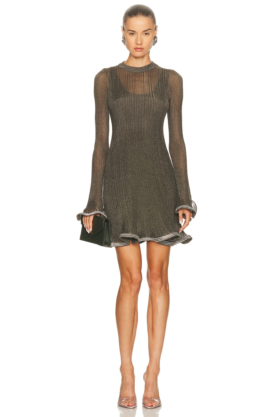 Image 1 of SIMKHAI Zelda Mini Dress in Gunmetal Silver