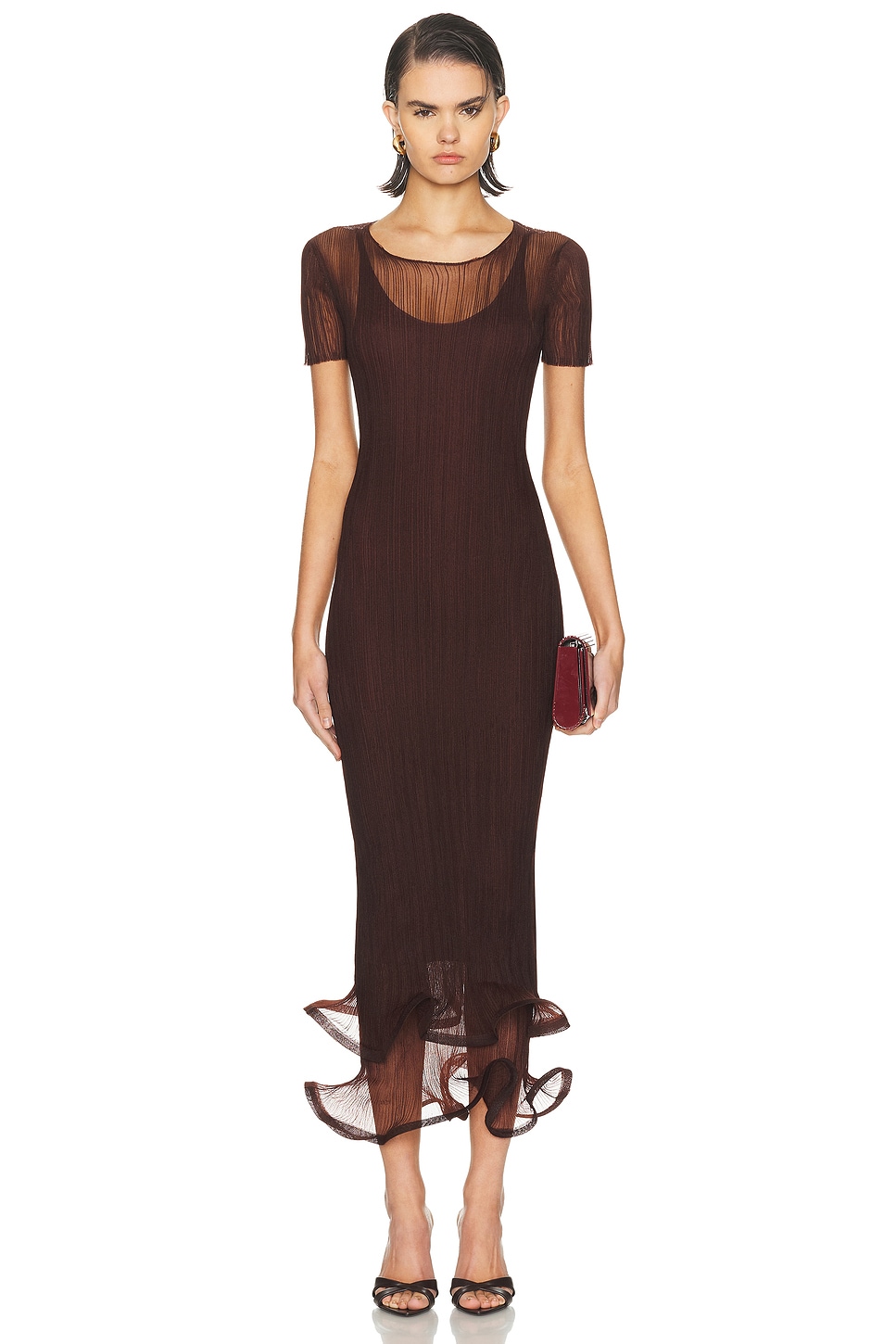 Image 1 of SIMKHAI Selena Midi Dress in Mahagony