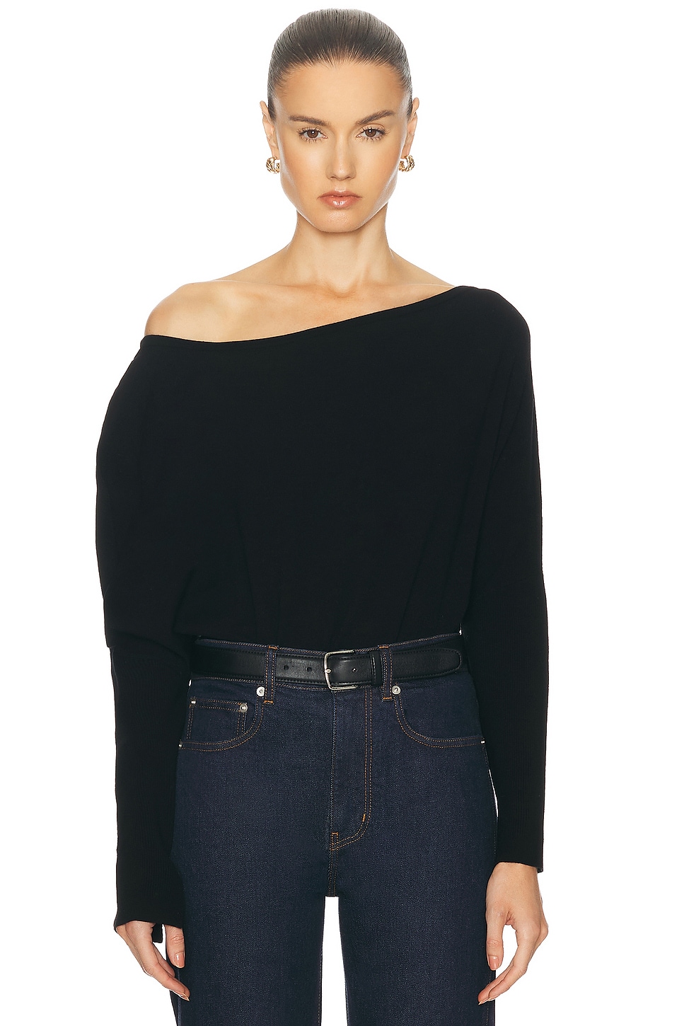 Image 1 of SIMKHAI Marie Off Shoulder Sweater in Black