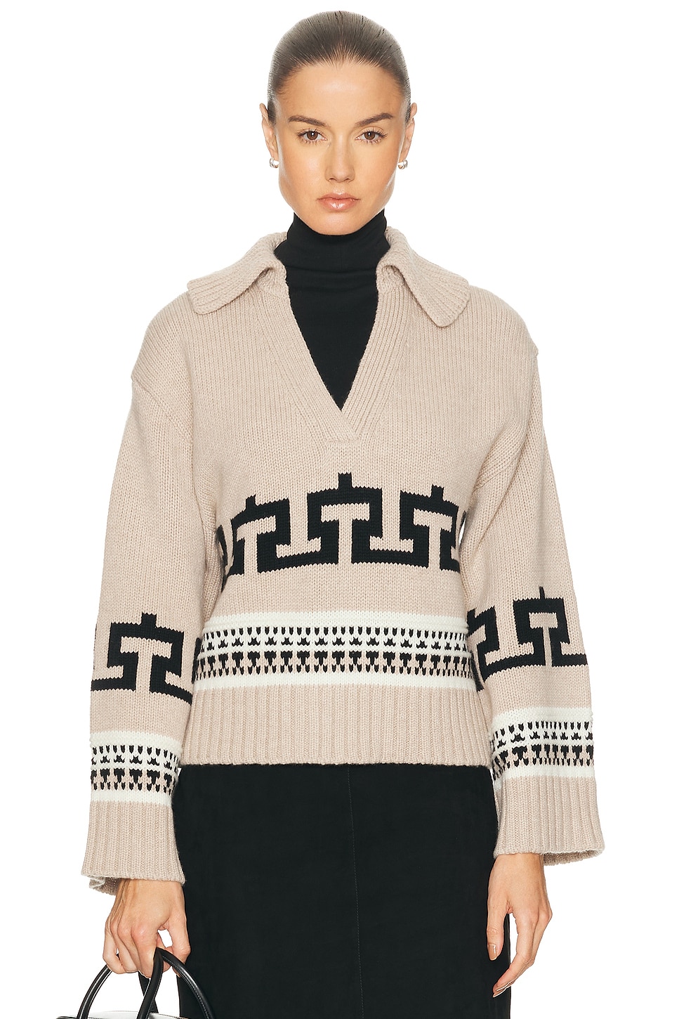 Image 1 of SIMKHAI O'reilly V Neck Sweater in Sand Melange Mult