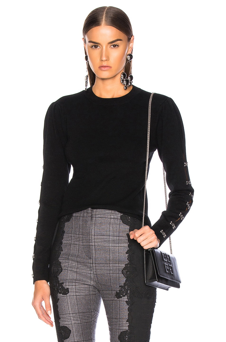 Image 1 of SIMKHAI Eyelet Puff Sleeve Pullover in Black