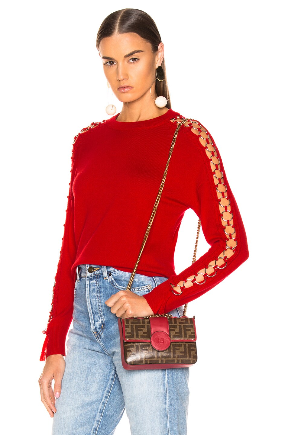 Image 1 of SIMKHAI Metal Tassel Sweater in Fire Red