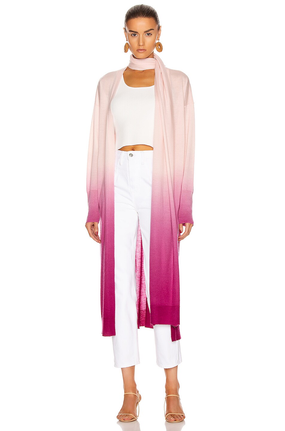 Image 1 of SIMKHAI Ombre Cashmere Scarf Cardigan in Magenta Ombre