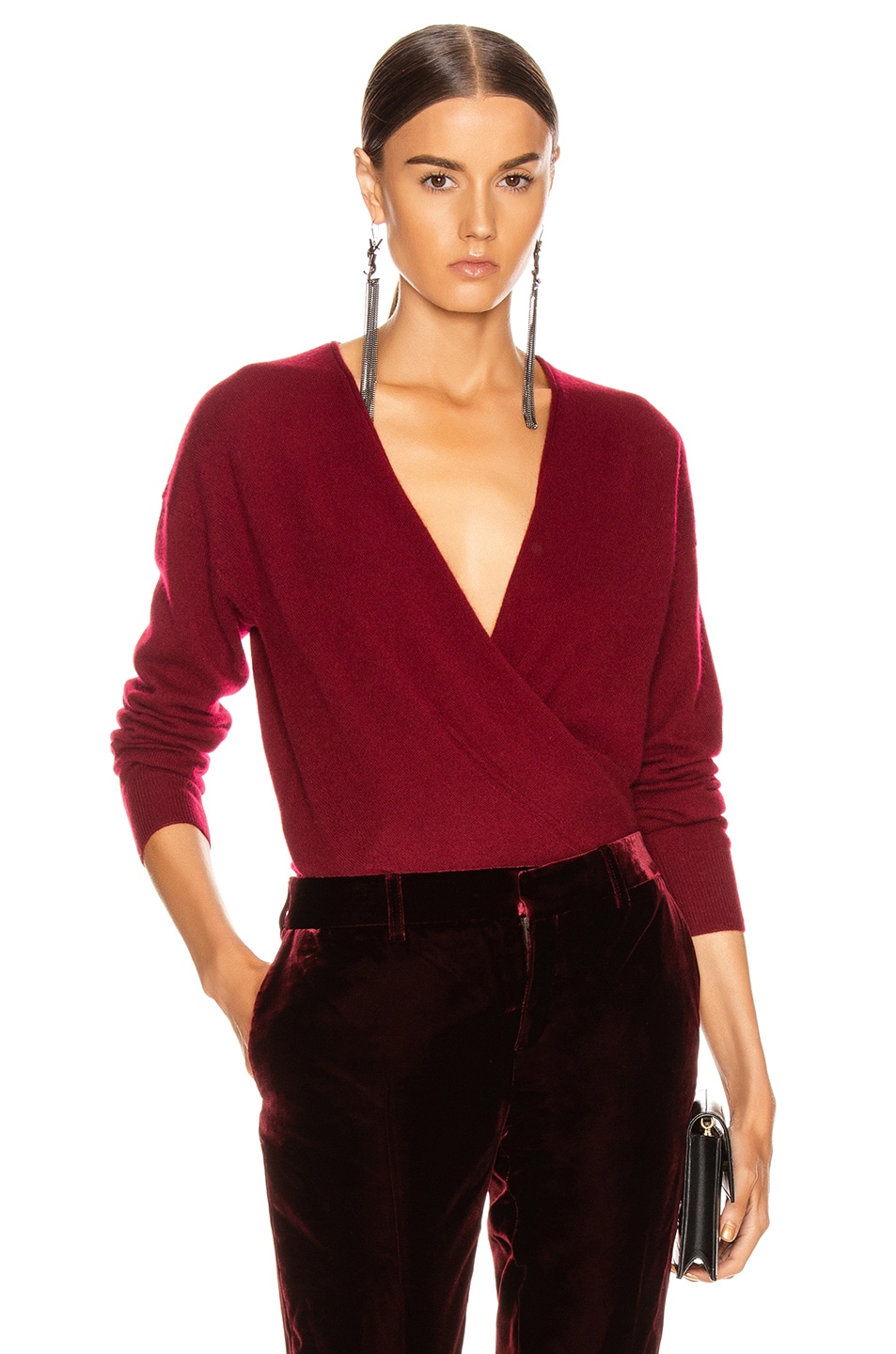 Image 1 of SIMKHAI Cross Front Sweater in Oxblood