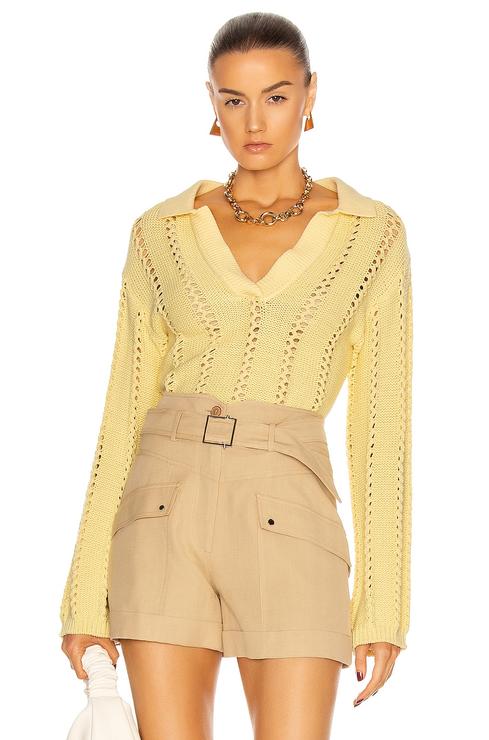 Image 1 of SIMKHAI Berenice Polo Sweater in Buttercup