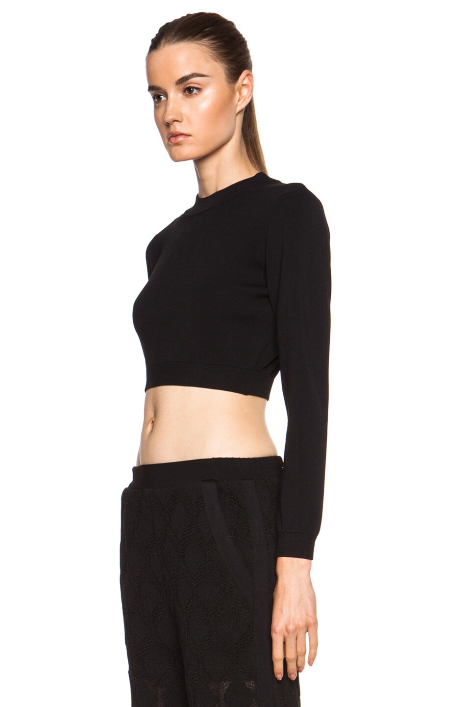 JONATHAN SIMKHAI Solid Viscose-Blend Knit Crop Crew Neck Sweater in ...