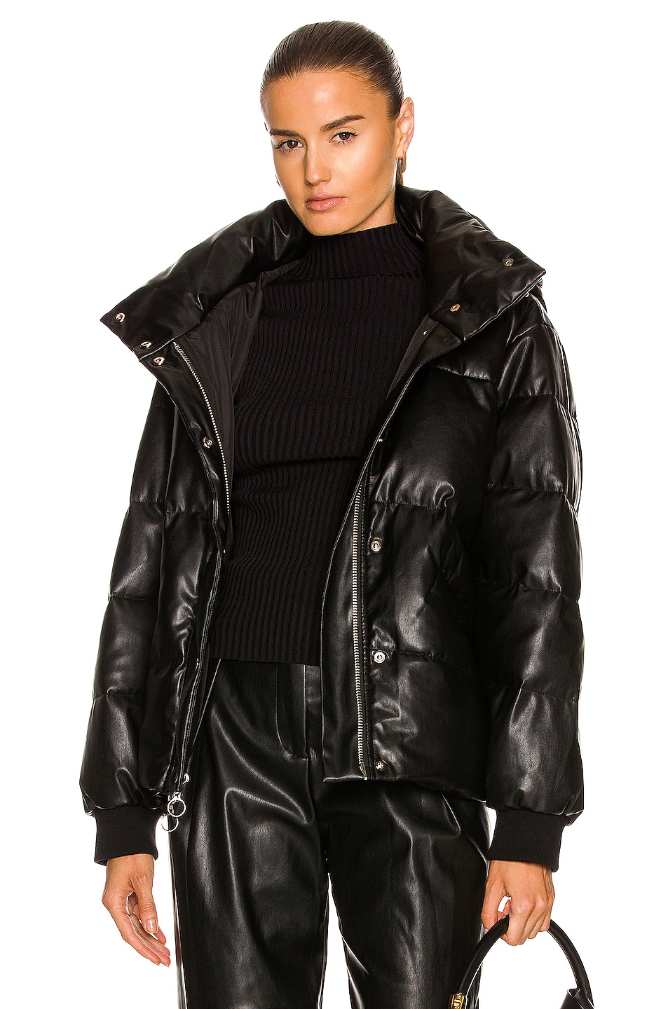 Image 1 of SIMKHAI Ada Vegan Leather Puffer Jacket in Black