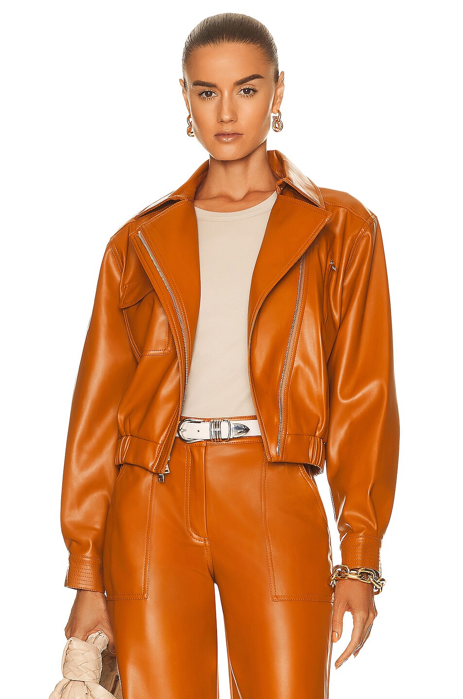 Image 1 of SIMKHAI Ronan Vegan Leather Jacket in Copper