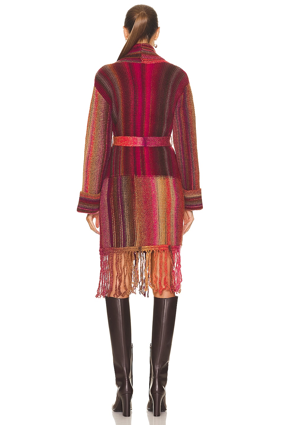 SIMKHAI Zelda Belted Shawl Fringe Robe in Mulberry Punch Multi | FWRD