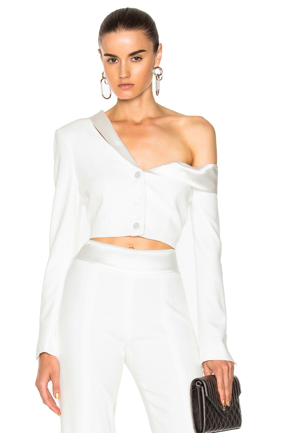 Image 1 of SIMKHAI Stretch Crepe Combo Crop Jacket in White