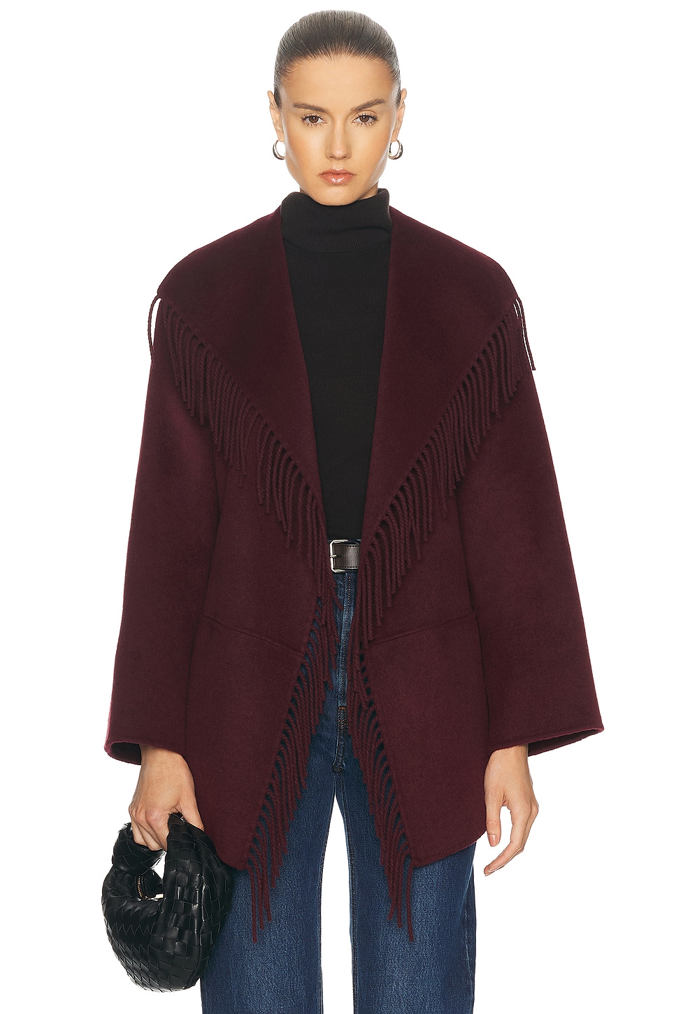 Rowen Fringe Jacket in Burgundy