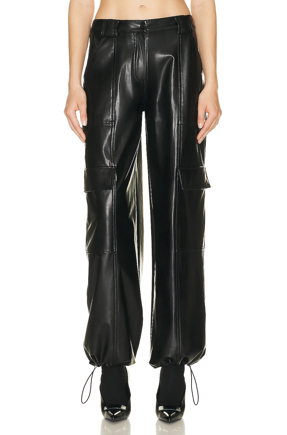Image 1 of SIMKHAI Regenerated Leather Cargo Pant in Black