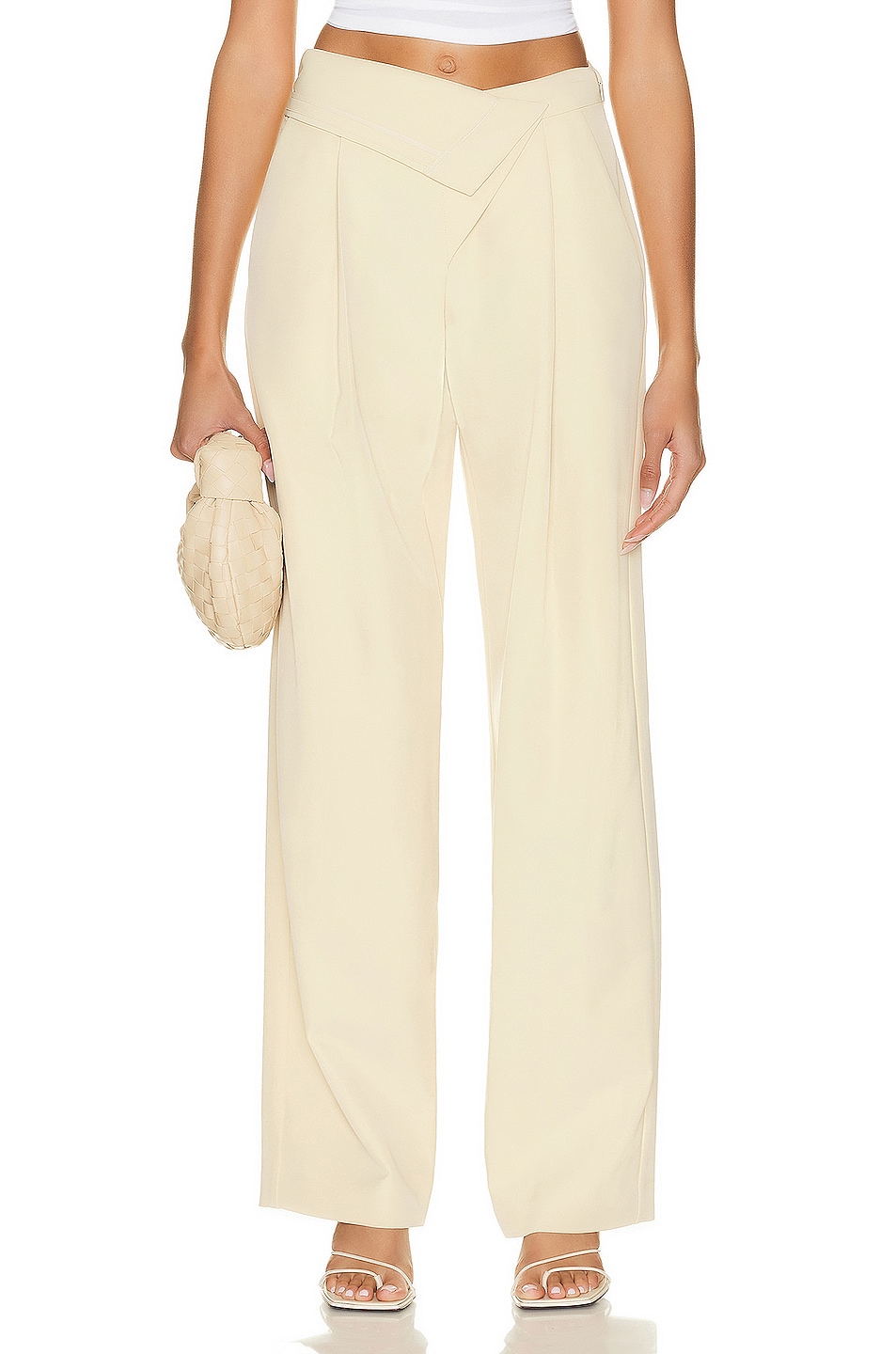 Image 1 of SIMKHAI Vianka Technical Cocktail Crepe Draped Relaxed Pant in Dried Pineapple