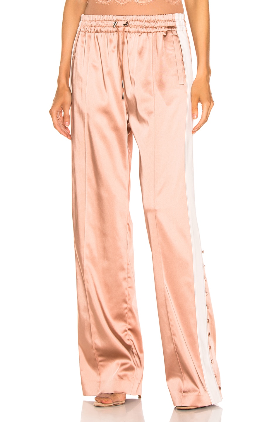 Image 1 of SIMKHAI Crepe Satin Combo Track Pant in Pink Sand & Nude