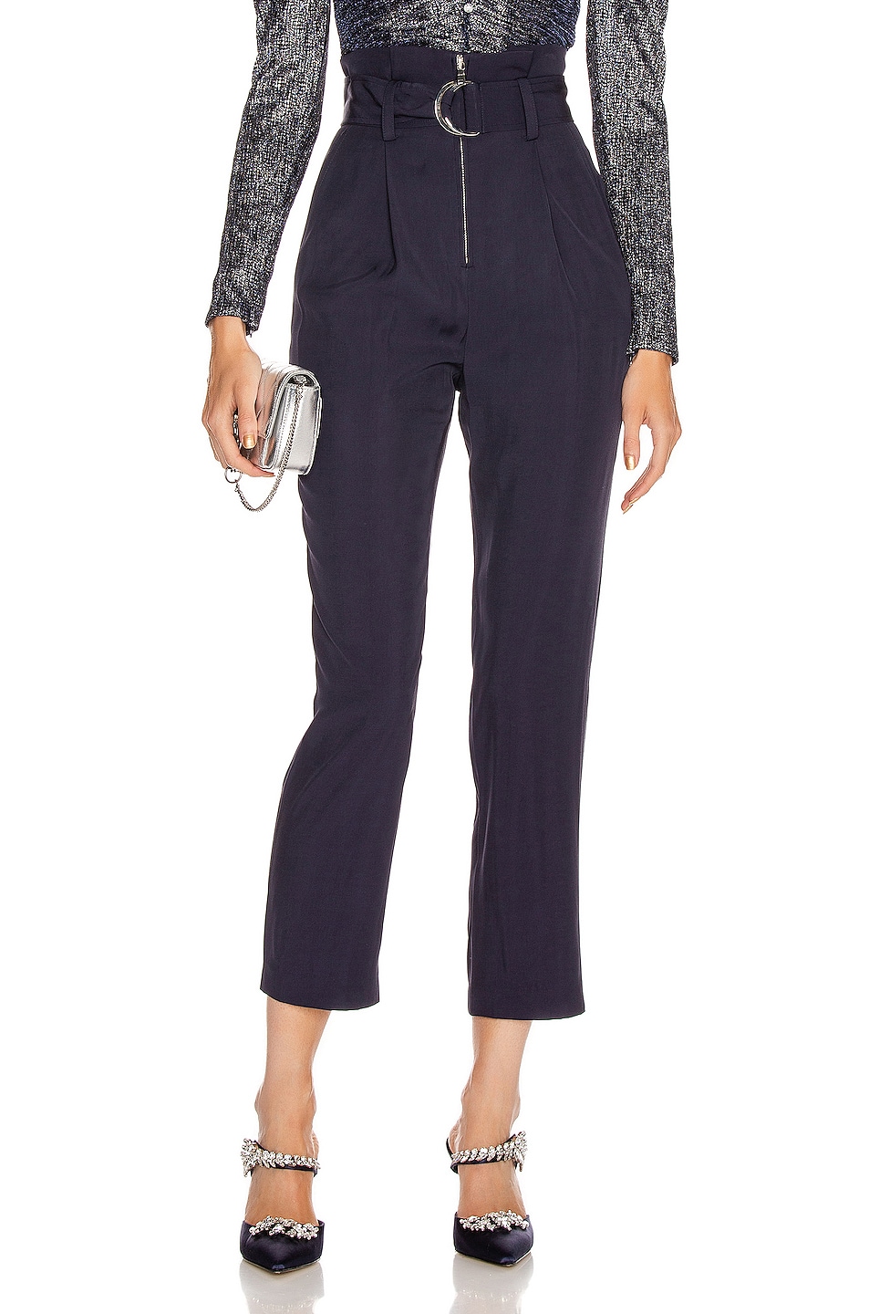Image 1 of SIMKHAI Luxe Pleated Waist Pant in Midnight