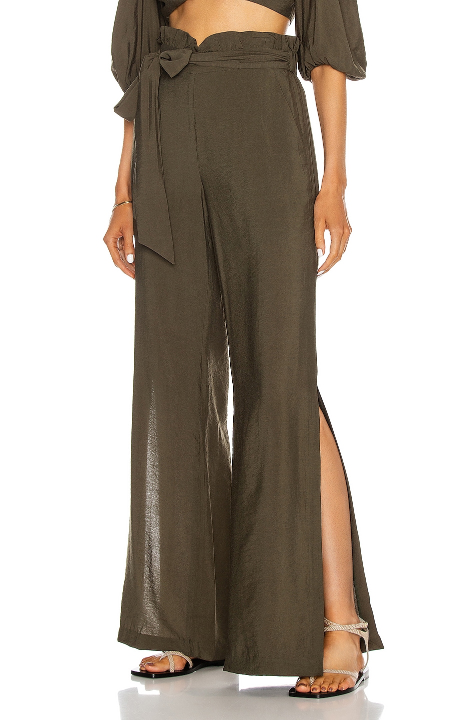 Image 1 of SIMKHAI Kinzley Paper Bag Pant in Army Green