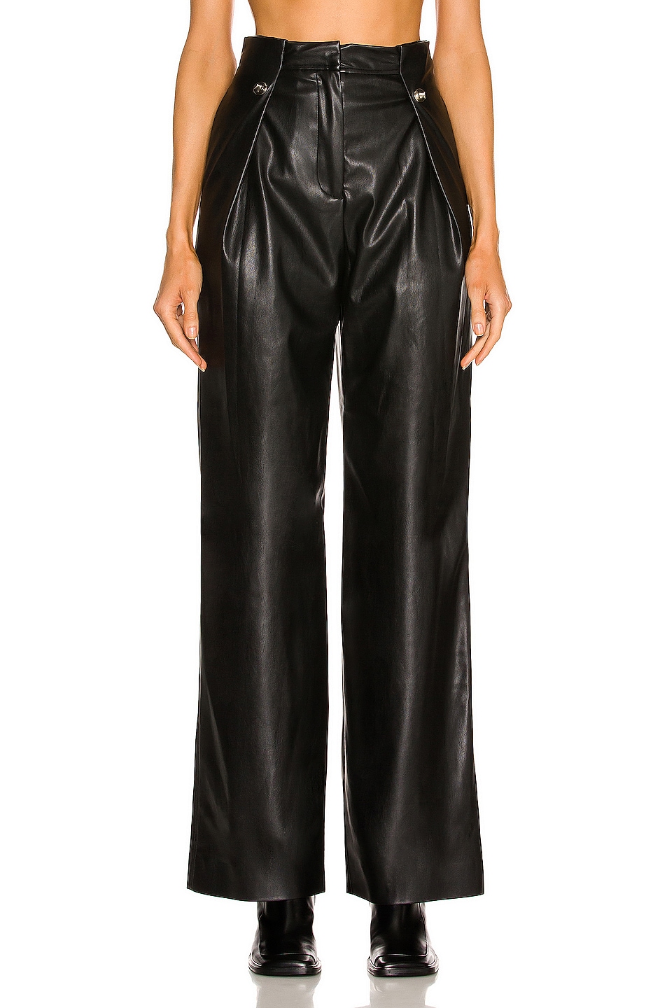 Image 1 of SIMKHAI Tara Vegan Leather Pleated Pant in Black