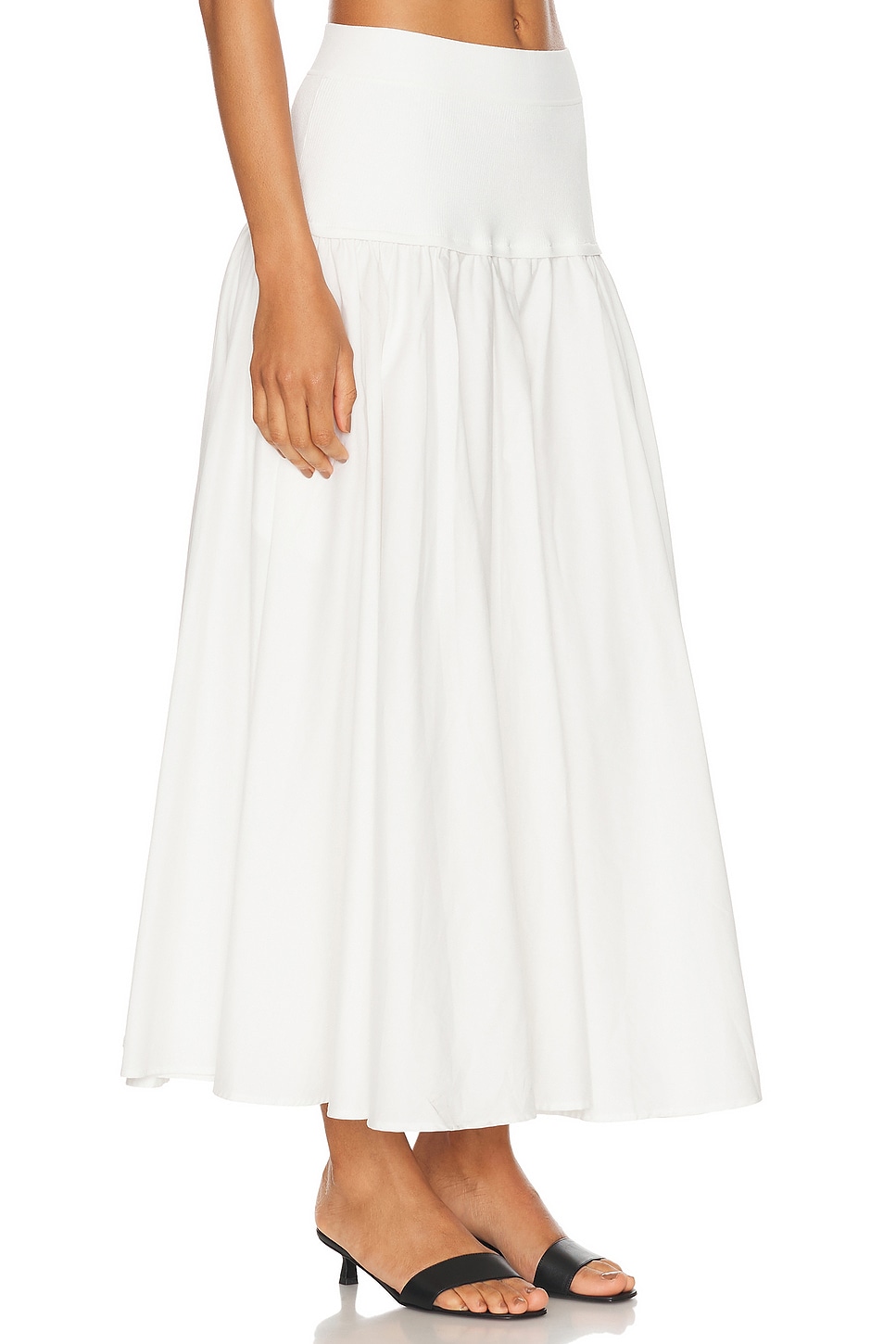 Shop Simkhai Stella Maxi Skirt With Knit Yoke In White