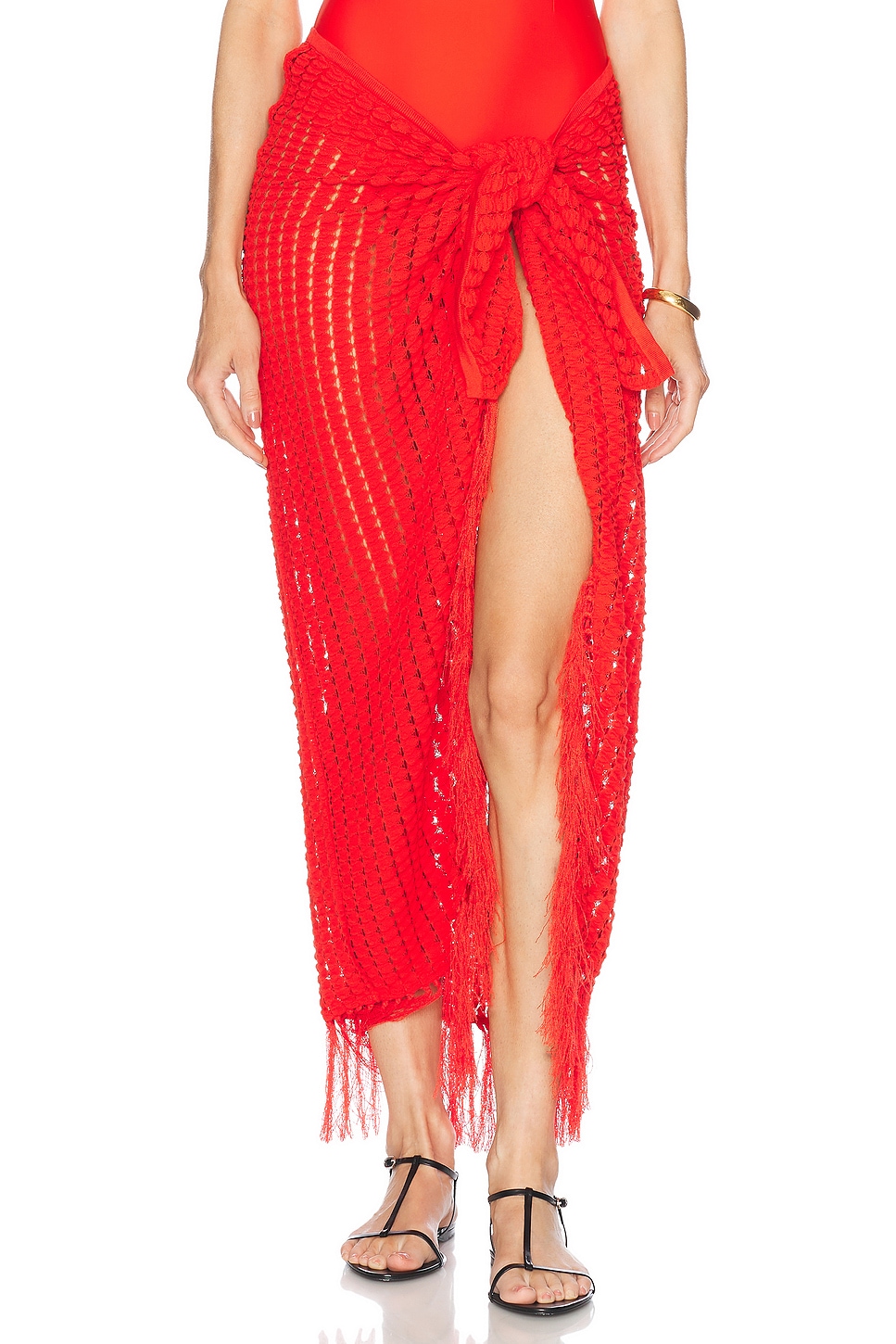 Thyri Fringe Trim Parreo in Red