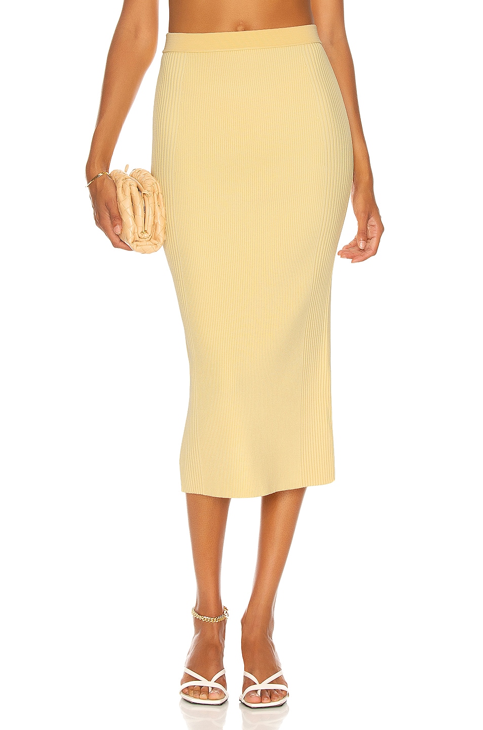 Image 1 of SIMKHAI Brooklynn Midi Skirt in Lemon