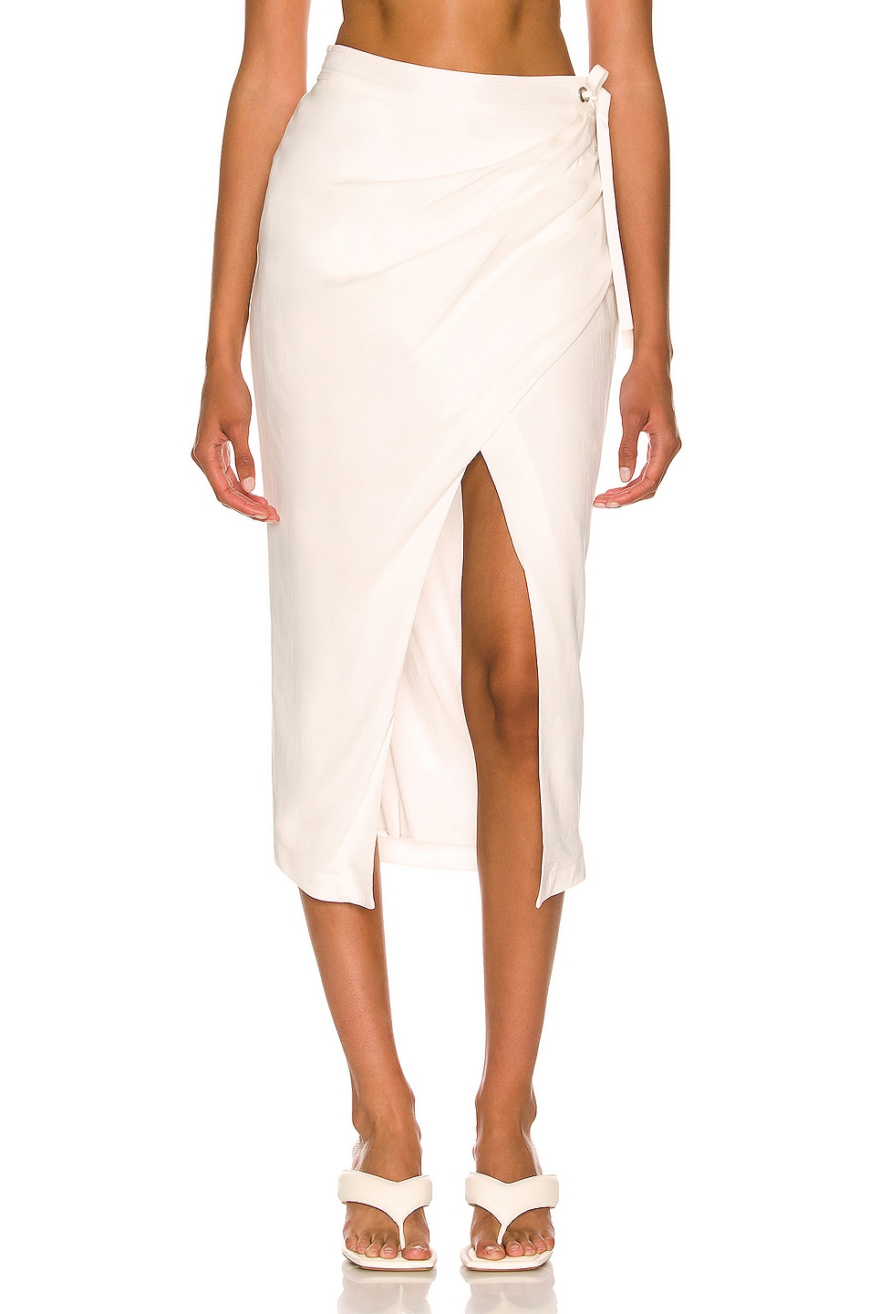 Image 1 of SIMKHAI Valencia Wrap Midi Skirt in White