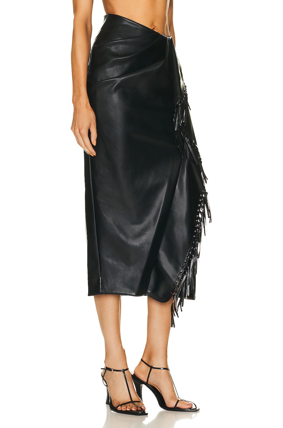 SIMKHAI Sabine Fringe Wrap Skirt in Black | FWRD