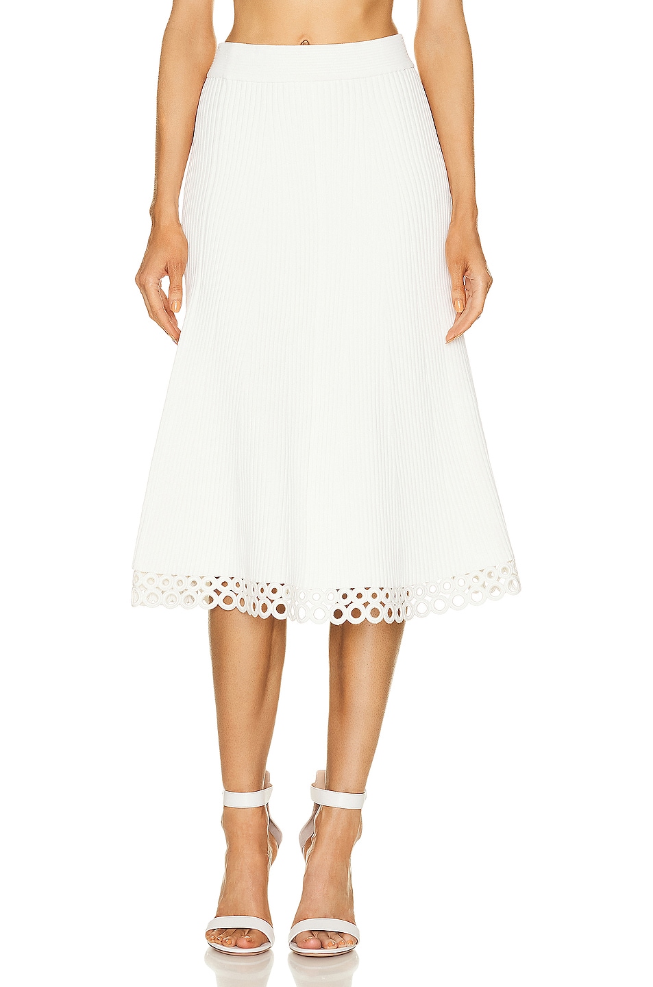 Livina Crochet Rings Midi Skirt in White
