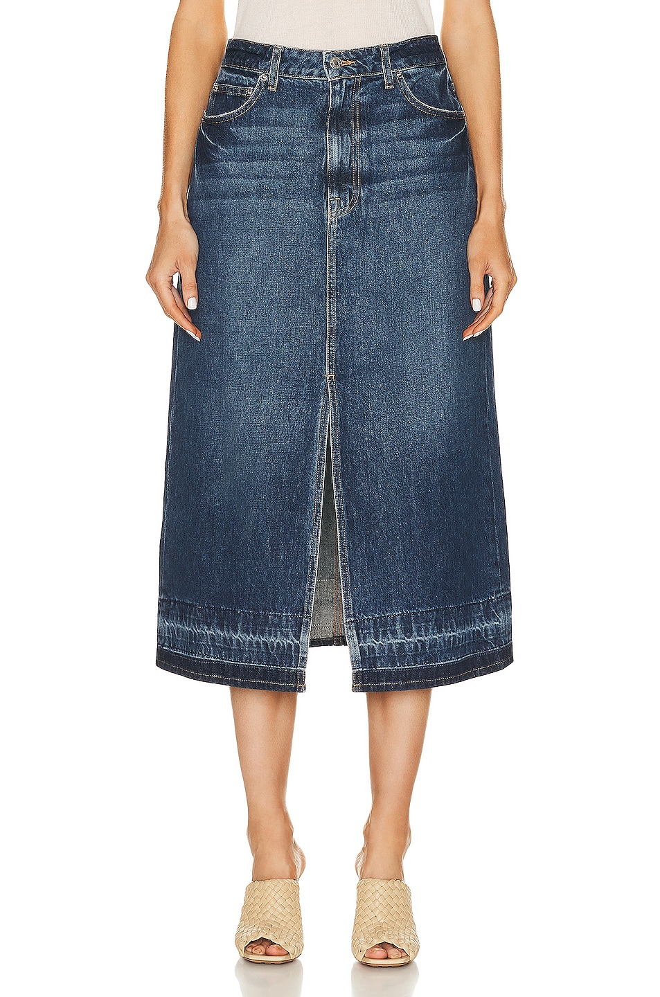 Image 1 of SIMKHAI Della Release Hem Midi Skirt in Coronado