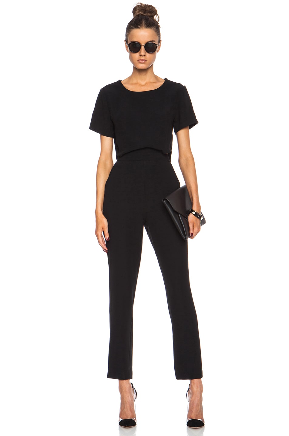 Image 1 of SIMKHAI Cut Out Poly-Blend Jumpsuit in Black