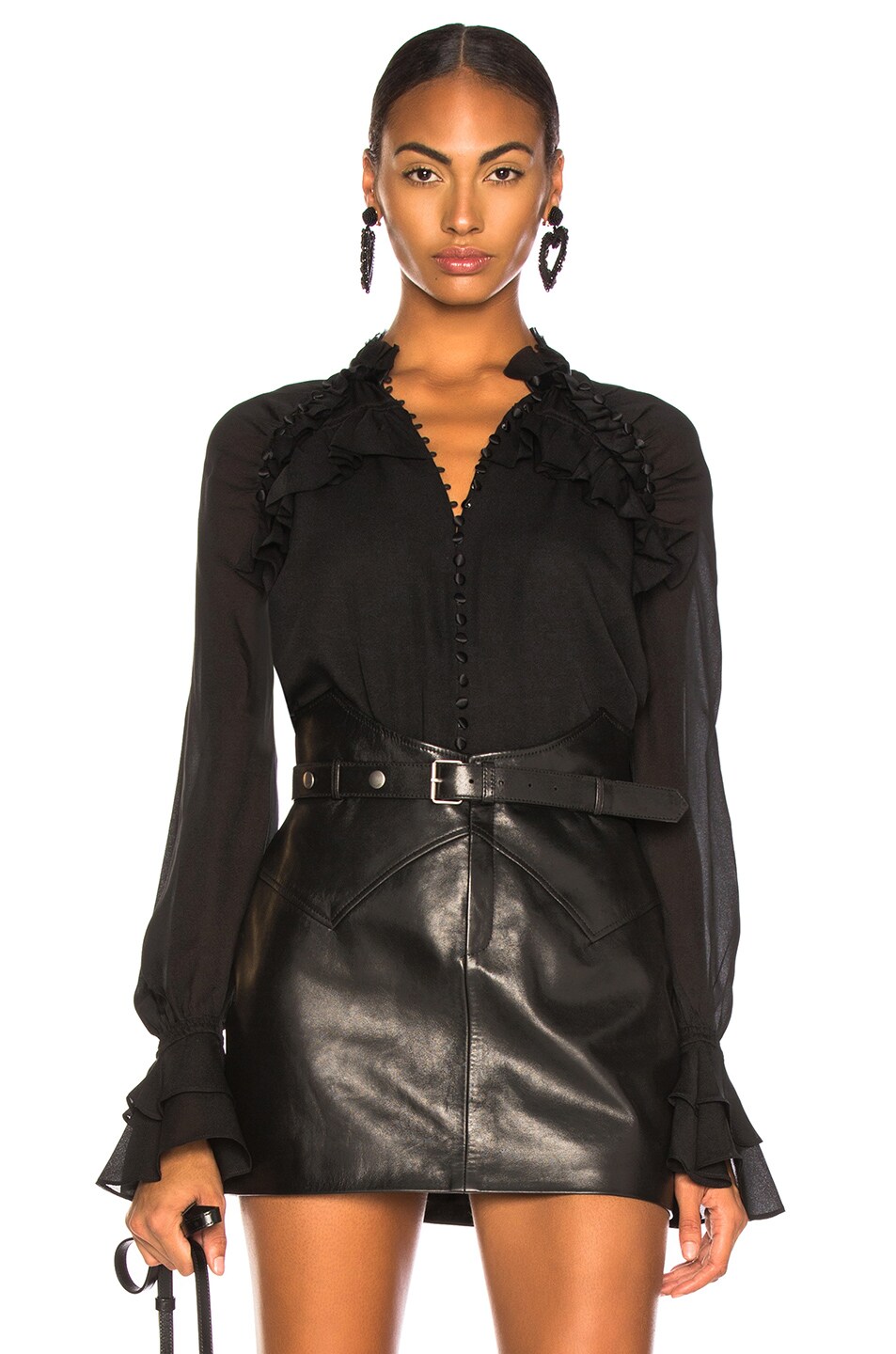 Image 1 of SIMKHAI Lace Button Blouse in Black
