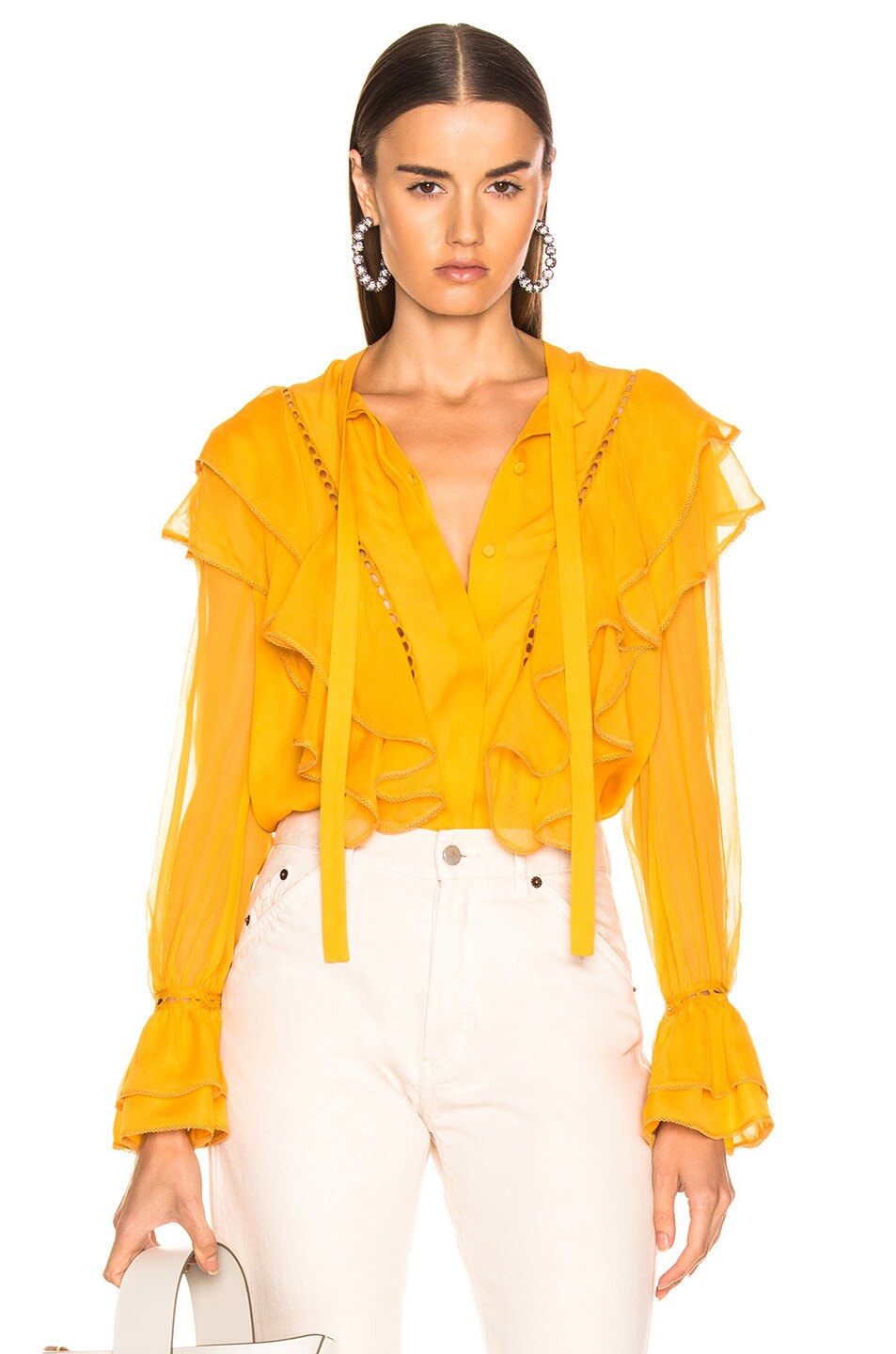 Image 1 of SIMKHAI for FWRD Ruffle Blouse in Amber