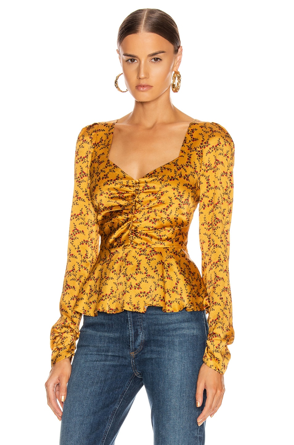 Image 1 of SIMKHAI Hammered Twist Front Top in Tumeric Print
