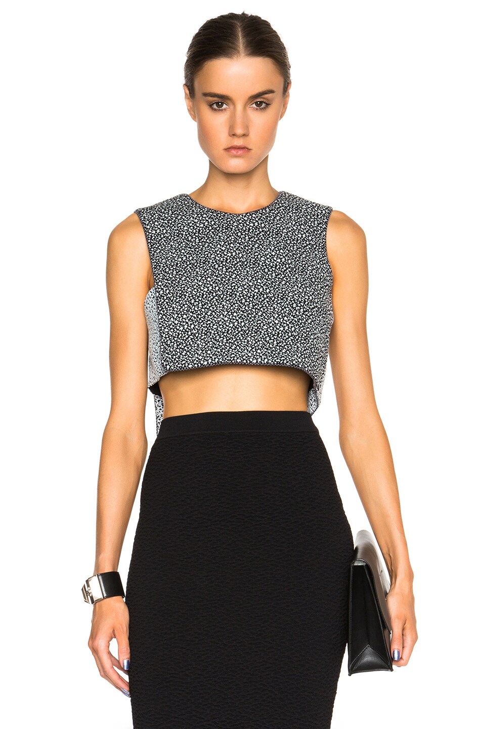 Image 1 of SIMKHAI FWRD Exclusive Spackle Angle Crop Top in Black & White