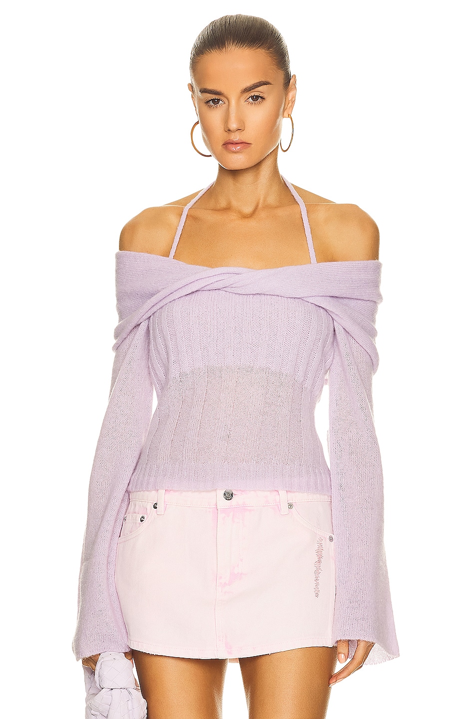 Image 1 of SIMKHAI Cambria Long Sleeve Off The Shoulder Top in Wisteria