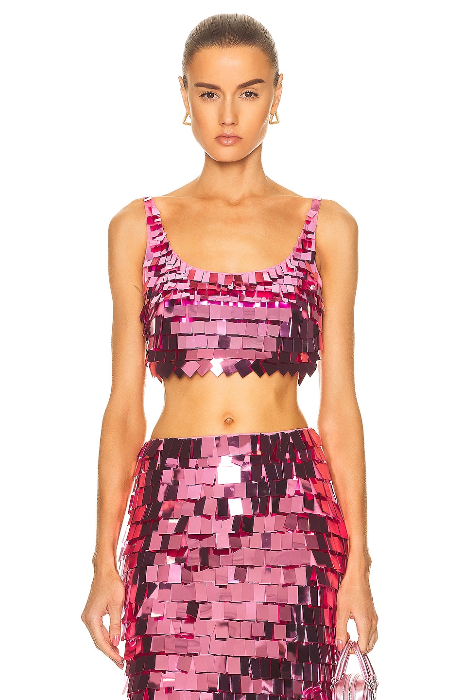Image 1 of SIMKHAI Ronette Embroidered Sequin Top in Punch