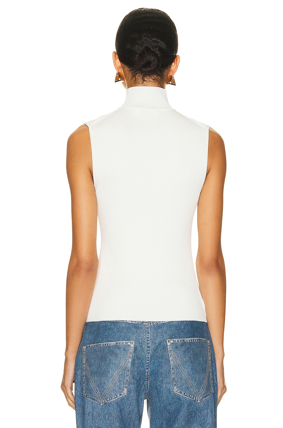 SIMKHAI Easton Turtleneck Cut Out Tank in Ivory | FWRD