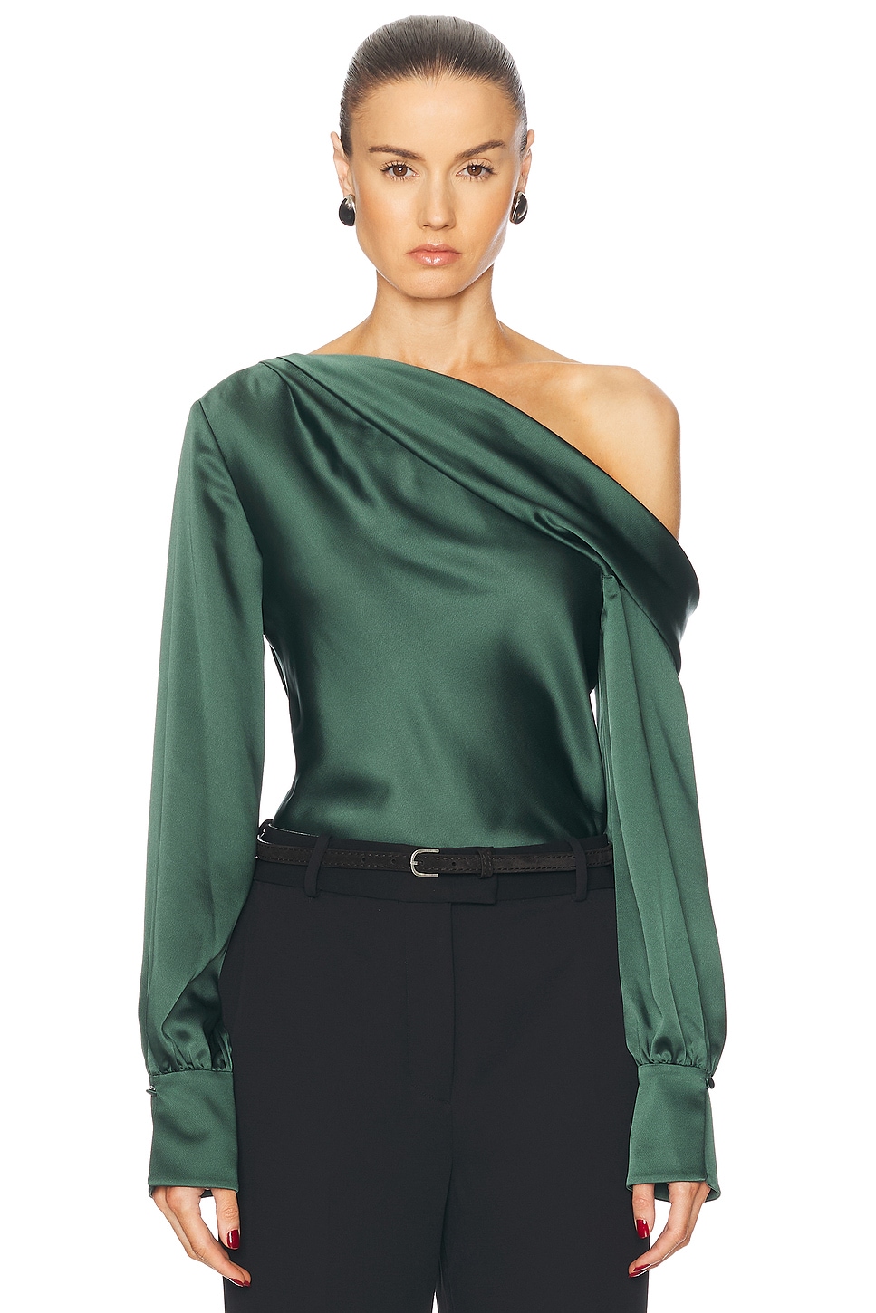 Alice One Shoulder Top in Green