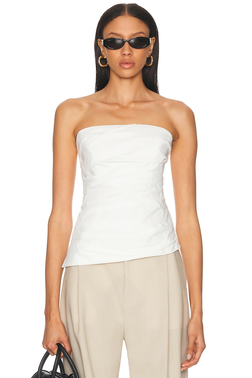 Emerson Ruched Bustier Top in White