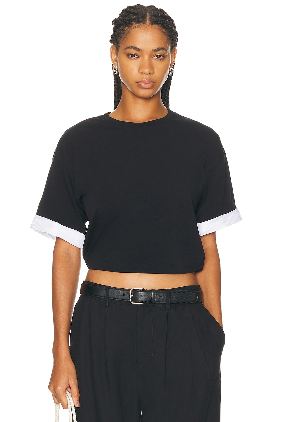 Sutton Poplin Combo Top in Black