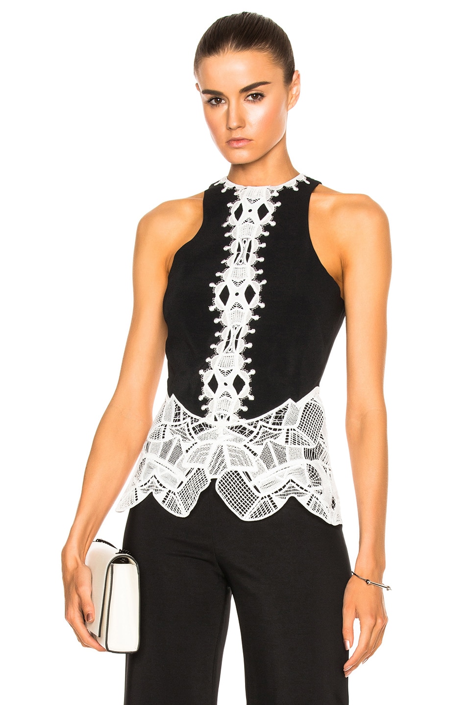 Image 1 of SIMKHAI for FWRD Lace Peplum Top in Black & White
