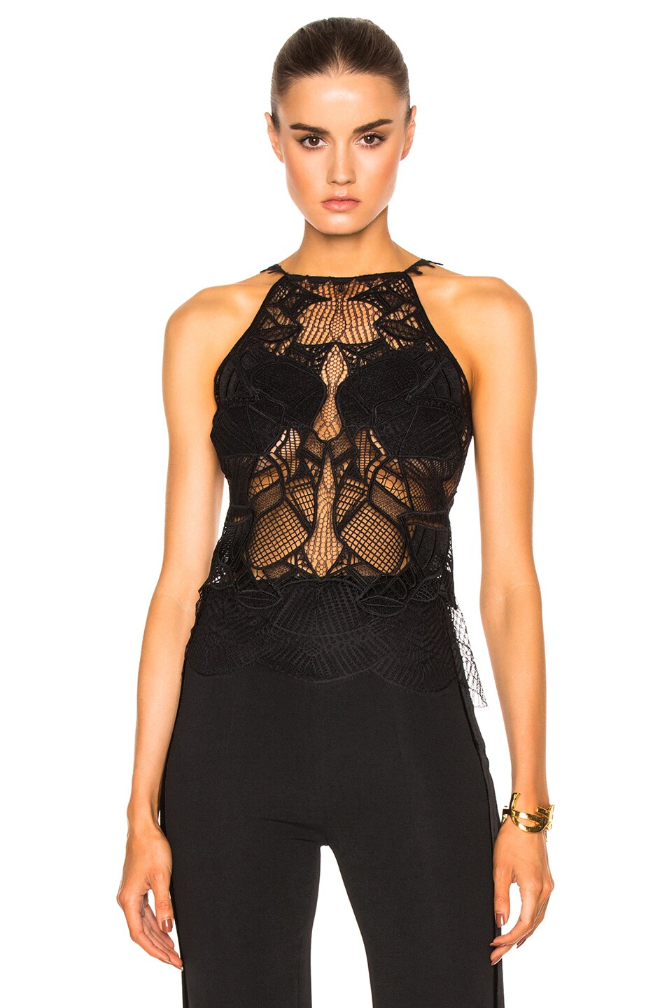 Image 1 of SIMKHAI Corded Linear Lace Top in Black