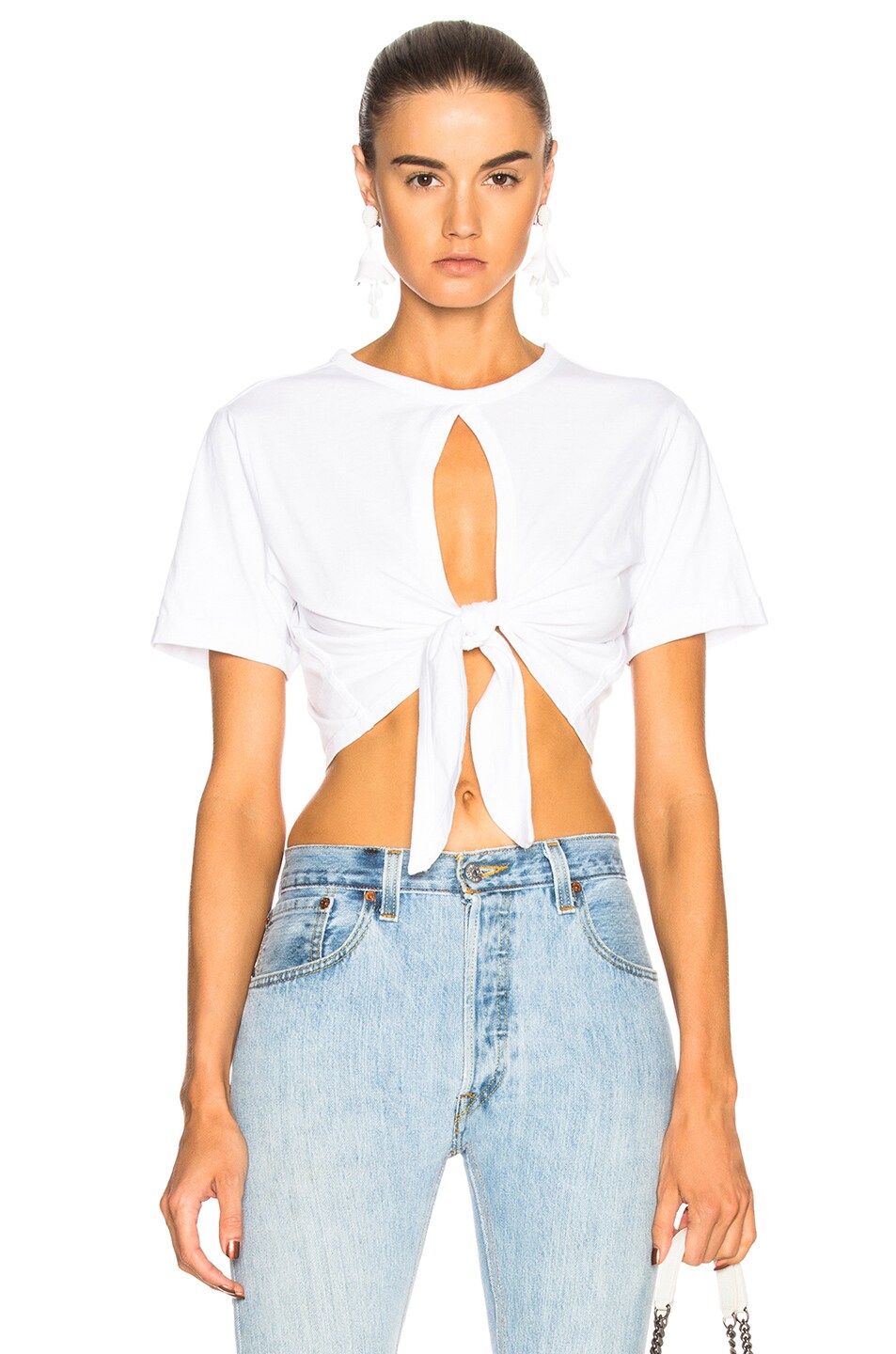 Image 1 of SIMKHAI for FWRD Front Tie T-Shirt in White