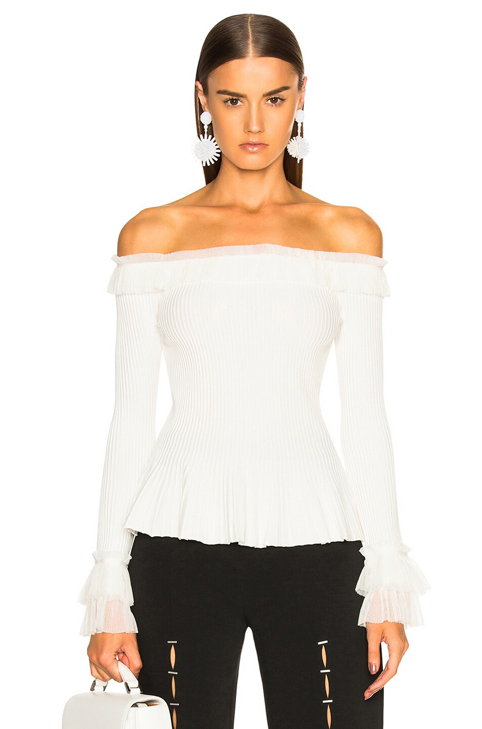Image 1 of SIMKHAI Pleated Off Shoulder Top in White